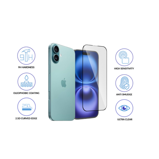 iPhone 16 Plus Glass Screen Protector – 9H, HD, Anti-Fingerprint