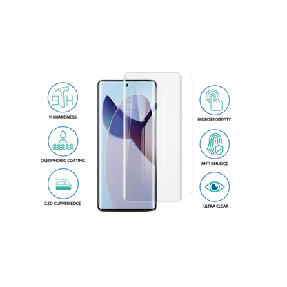 Moto Edge 60 Screen Protector  For Curved Screen 9H Hardness Tempered Glass, Edge-to-Edge Protection