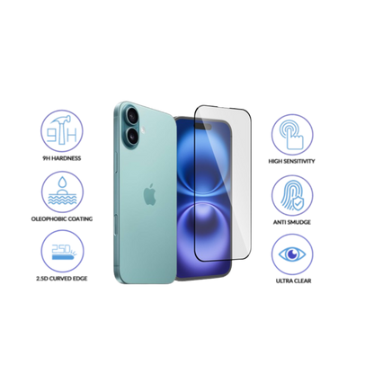 iPhone 16 Plus Glass Screen Protector – 9H, HD, Anti-Fingerprint